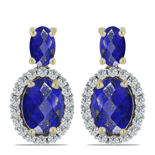Goldplattierte Silberohrringe mit Lapislazuli und weißem Topas
