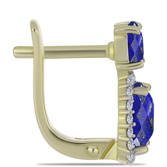Goldplattierte Silberohrringe mit Lapislazuli und weißem Topas