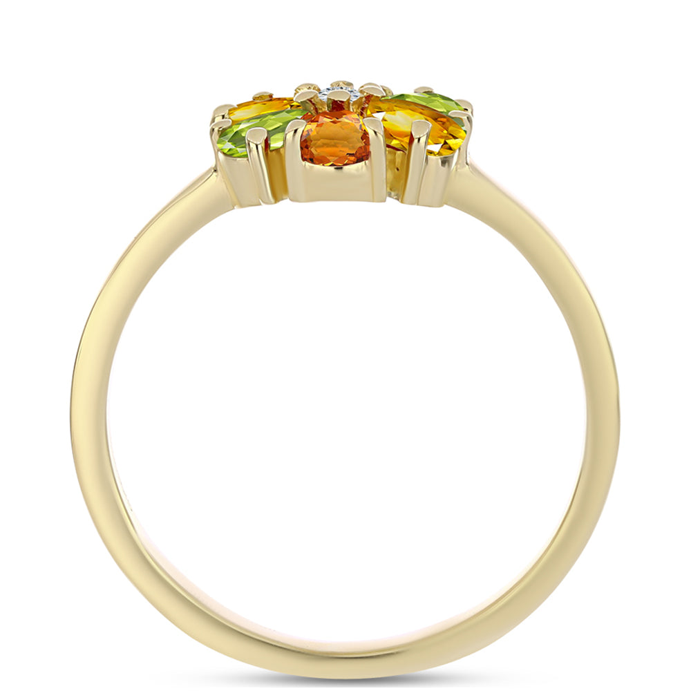 Goldplattierter Silberring mit Regenbogensaphir und weißem Topas 3 