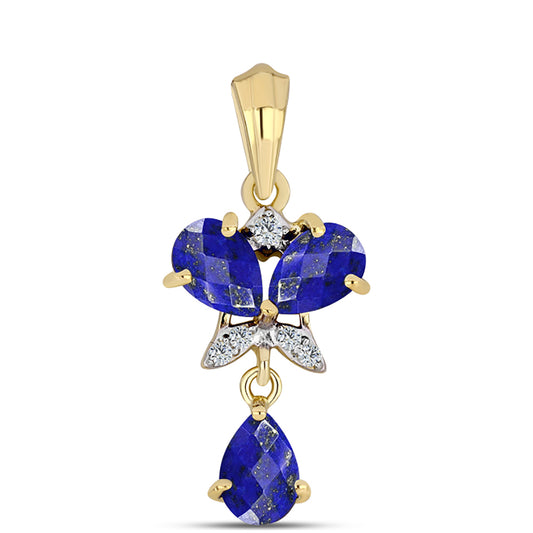 Goldplattierter Silberanhänger mit Lapislazuli und weißem Topas