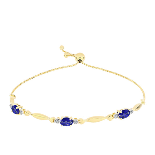 Goldplattiertes Silberarmband mit Lapislazuli und weißem Topas