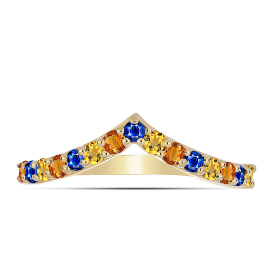 Goldplattierter Silberring mit Regenbogensaphir
