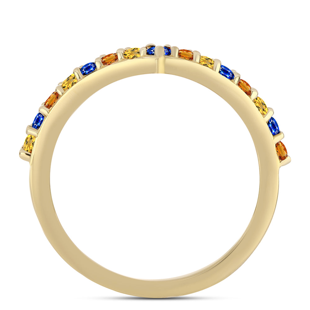 Goldplattierter Silberring mit Regenbogensaphir