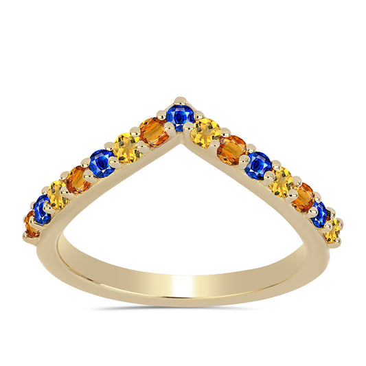Goldplattierter Silberring mit Regenbogensaphir