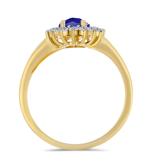 Goldplattierter Silberring mit Lapislazuli und weißem Topas