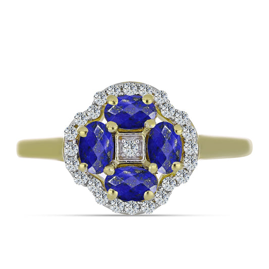 Goldplattierter Silberring mit Lapislazuli und weißem Topas
