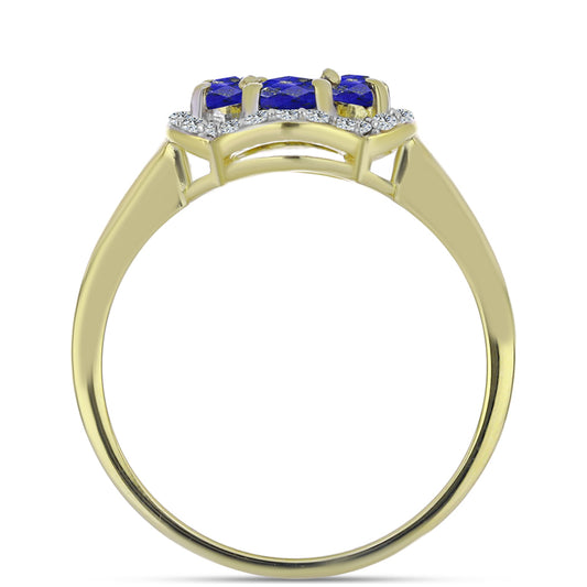 Goldplattierter Silberring mit Lapislazuli und weißem Topas