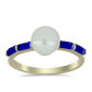 Goldplattierter Silberring mit Lapislazuli und weißer Süßwasserperle