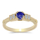 Goldplattierter Silberring mit Lapislazuli und weißem Zirkon