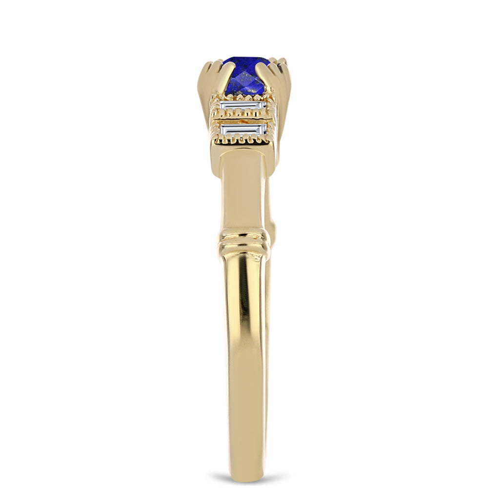 Goldplattierter Silberring mit Lapislazuli und weißem Zirkon 4 