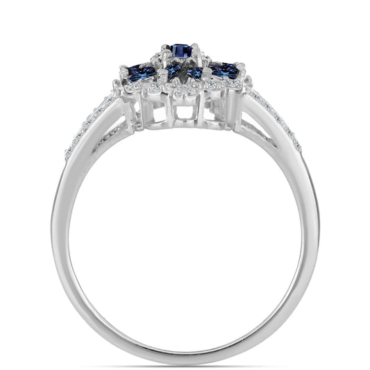 Silberring mit "Imperial lilafarbenem" Moissanit und weißem Topas