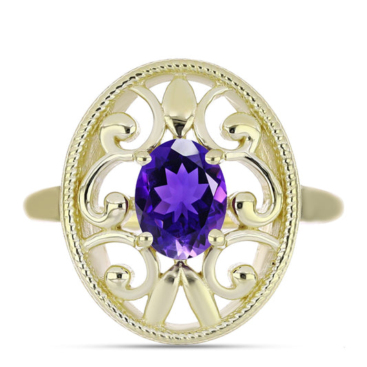 Goldplattierter Silberring mit marokkanischem Amethyst