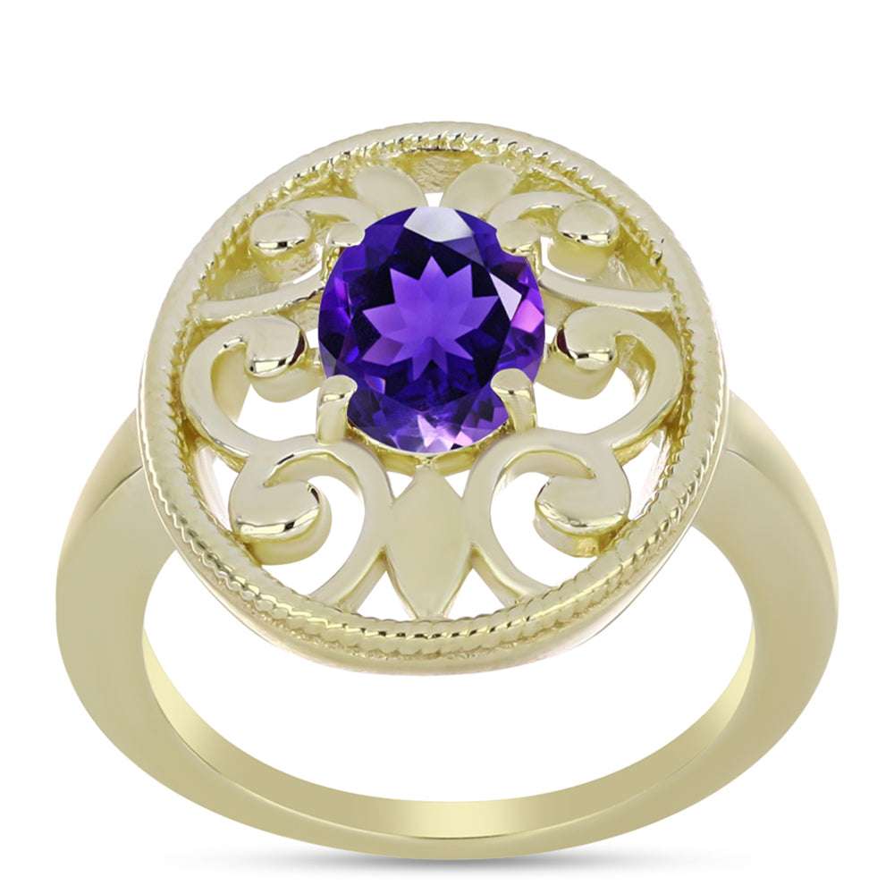 Goldplattierter Silberring mit marokkanischem Amethyst 3 