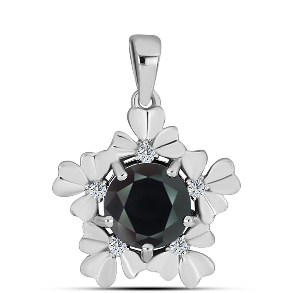 Silberanhänger mit Obsidian und weißem Topas