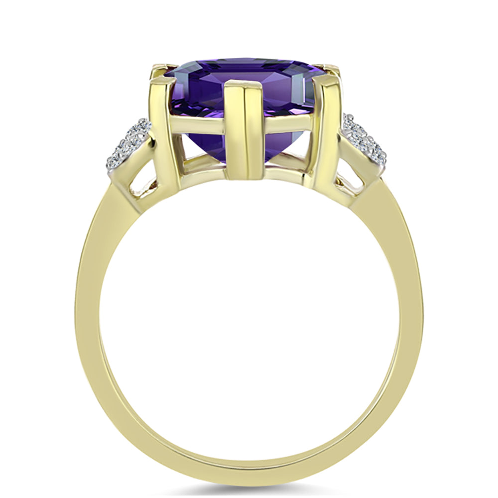 Goldplattierter Silberring mit marokkanischem Amethyst und weißem Topas 2 