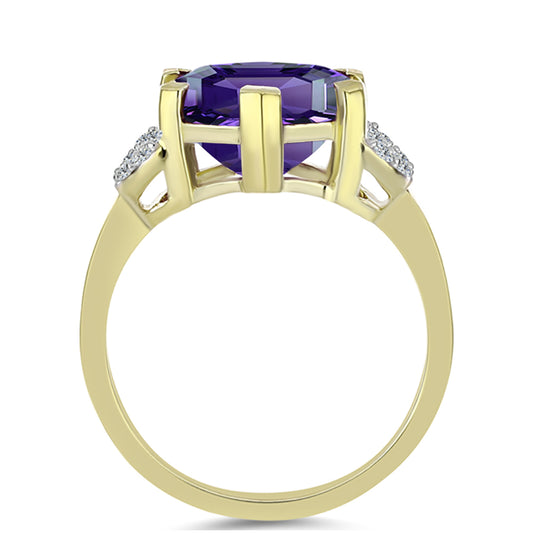 Goldplattierter Silberring mit marokkanischem Amethyst und weißem Topas