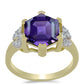 Goldplattierter Silberring mit marokkanischem Amethyst und weißem Topas