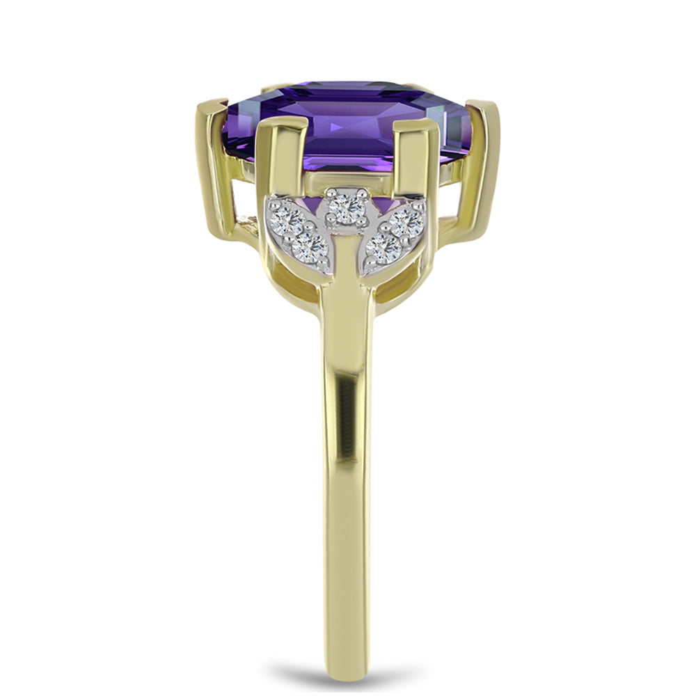 Goldplattierter Silberring mit marokkanischem Amethyst und weißem Topas 4 