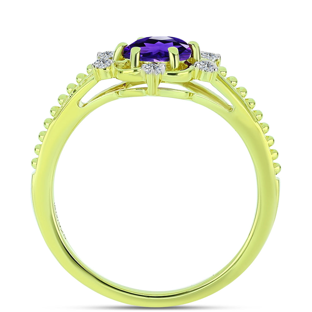 Goldplattierter Silberring mit marokkanischem Amethyst und weißem Topas