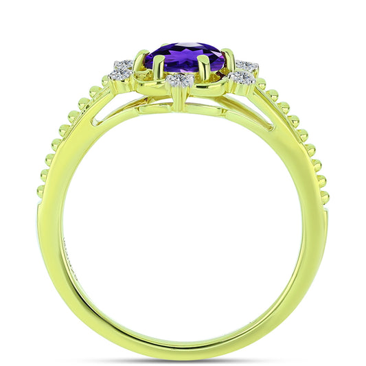 Goldplattierter Silberring mit marokkanischem Amethyst und weißem Topas