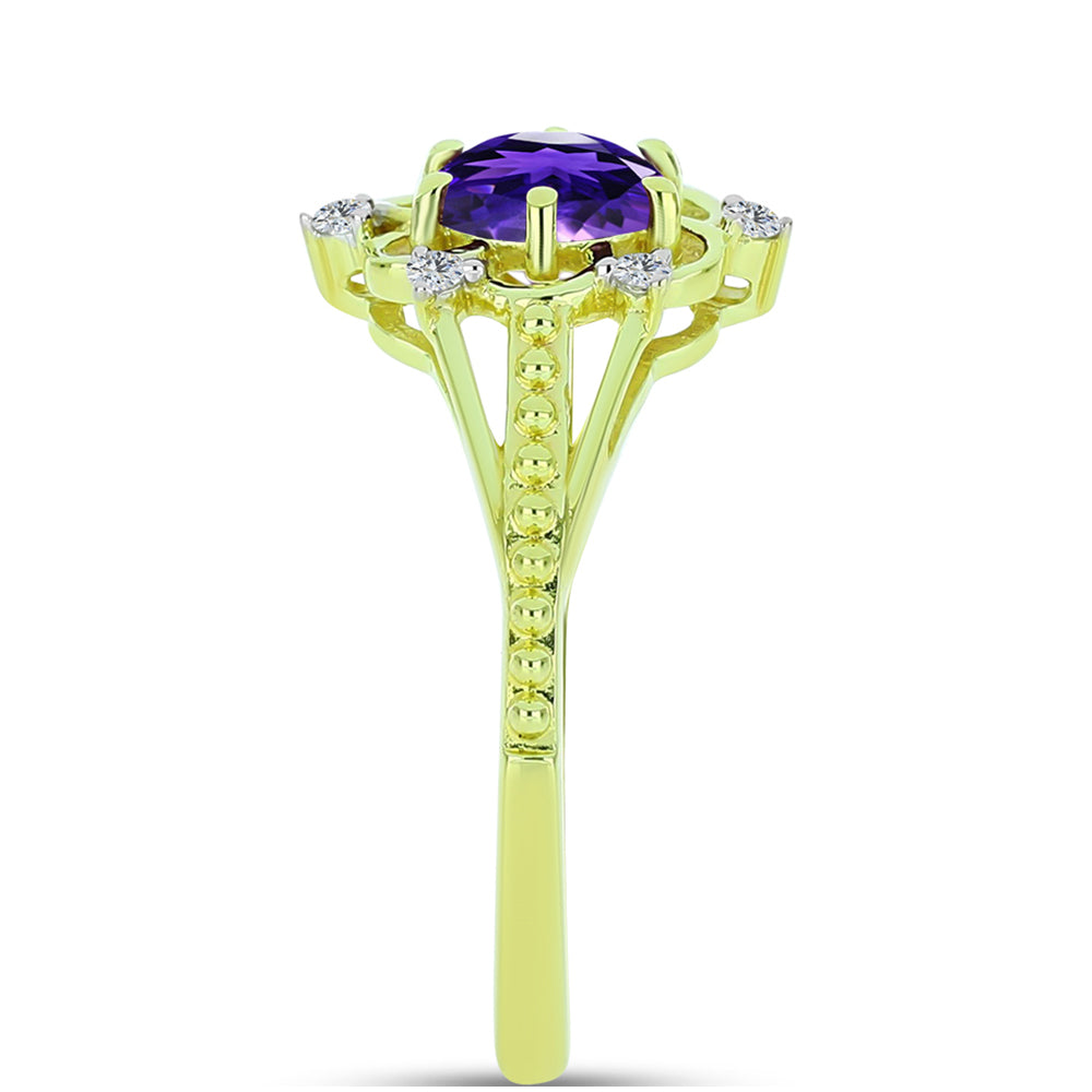 Goldplattierter Silberring mit marokkanischem Amethyst und weißem Topas 4 