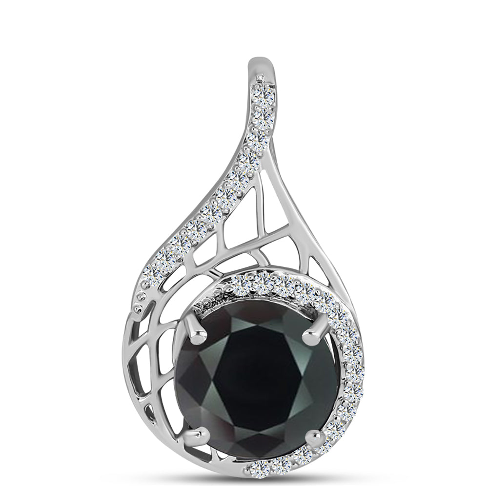 Silberanhänger mit Obsidian und weißem Topas
