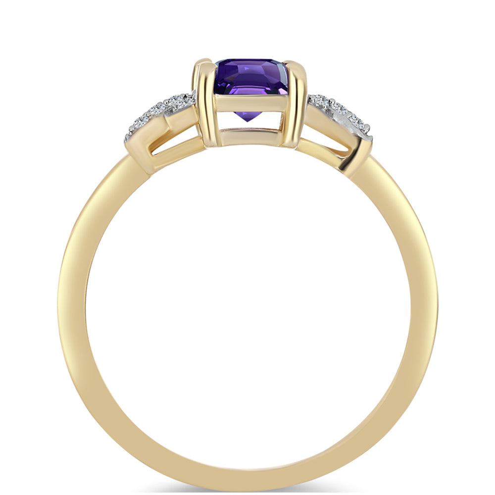 Goldplattierter Silberring mit marokkanischem Amethyst und weißem Topas