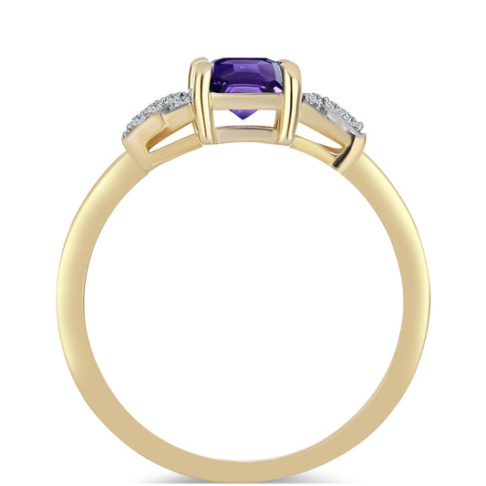 Goldplattierter Silberring mit marokkanischem Amethyst und weißem Topas
