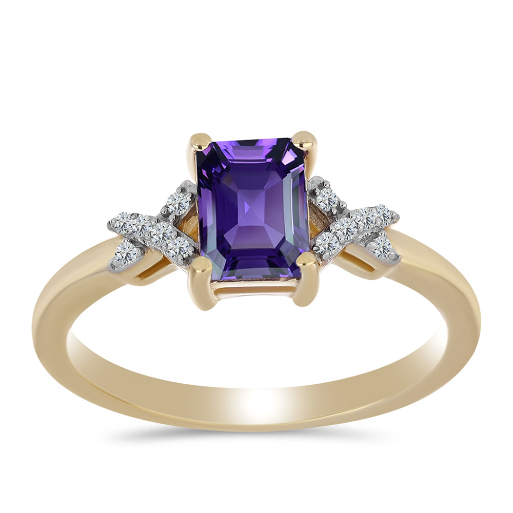 Goldplattierter Silberring mit marokkanischem Amethyst und weißem Topas