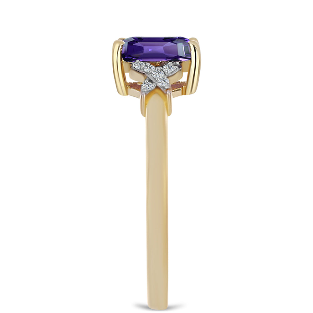 Goldplattierter Silberring mit marokkanischem Amethyst und weißem Topas
