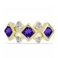 Goldplattierter Silberring mit marokkanischem Amethyst und weißem Topas