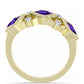 Goldplattierter Silberring mit marokkanischem Amethyst und weißem Topas