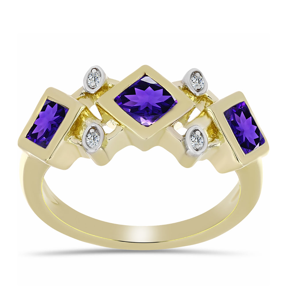Goldplattierter Silberring mit marokkanischem Amethyst und weißem Topas 3 