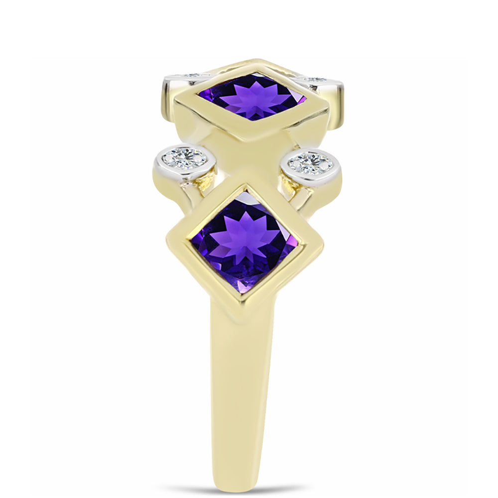 Goldplattierter Silberring mit marokkanischem Amethyst und weißem Topas 4 