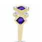 Goldplattierter Silberring mit marokkanischem Amethyst und weißem Topas