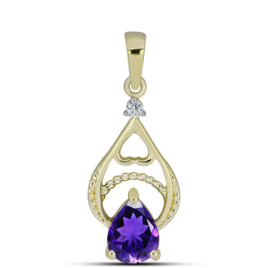Goldplattierter Silberanhänger mit marokkanischem Amethyst und weißem Topas