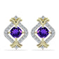 Goldplattierte Silberohrringe mit marokkanischem Amethyst und weißem Topas