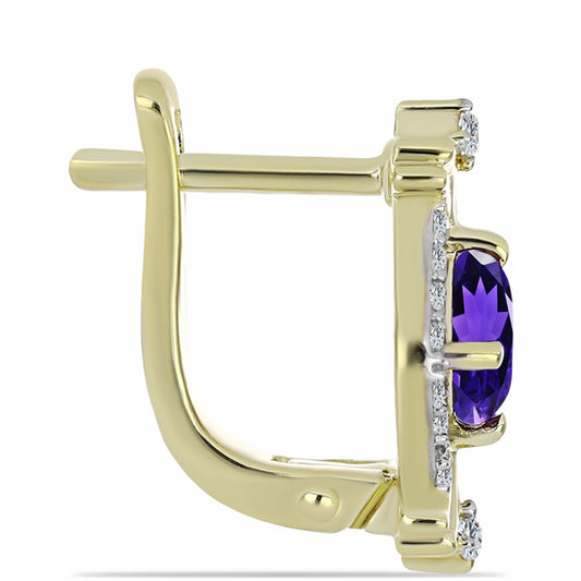 Goldplattierte Silberohrringe mit marokkanischem Amethyst und weißem Topas