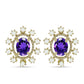 Goldplattierte Silberohrringe mit marokkanischem Amethyst und weißer Süßwasserperle