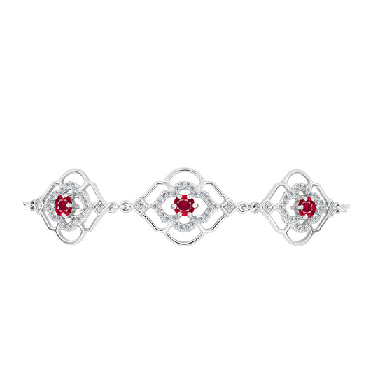 Silberarmband mit Rubin aus Madagaskar und weißem Topas