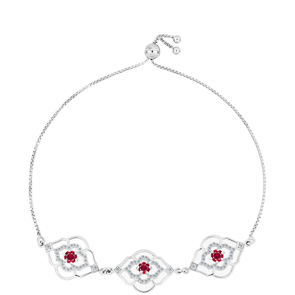 Silberarmband mit Rubin aus Madagaskar und weißem Topas 1 
