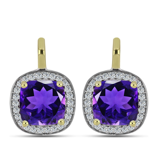 Goldplattierte Silberohrringe mit marokkanischem Amethyst und weißem Topas