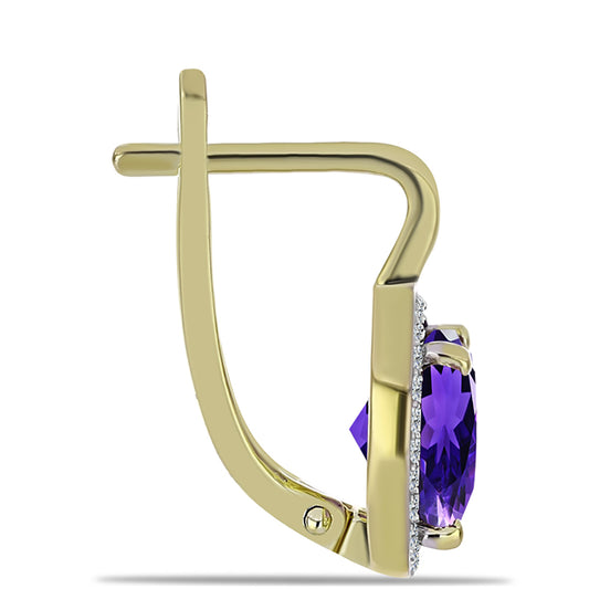 Goldplattierte Silberohrringe mit marokkanischem Amethyst und weißem Topas