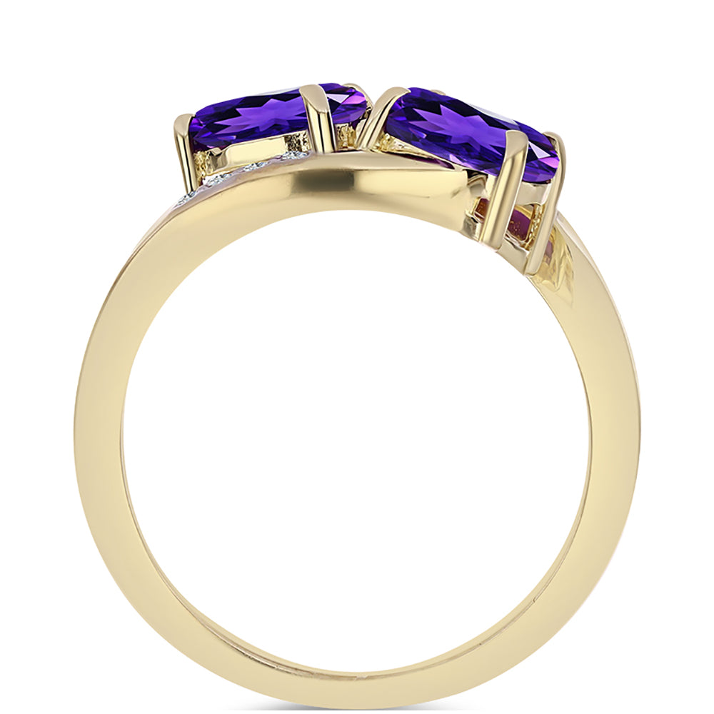 Goldplattierter Silberring mit marokkanischem Amethyst und weißem Topas 2 