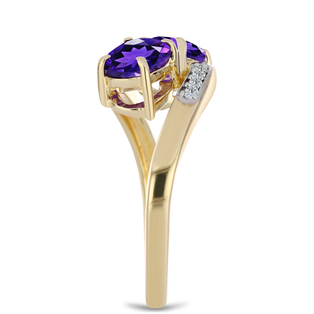 Goldplattierter Silberring mit marokkanischem Amethyst und weißem Topas 4 