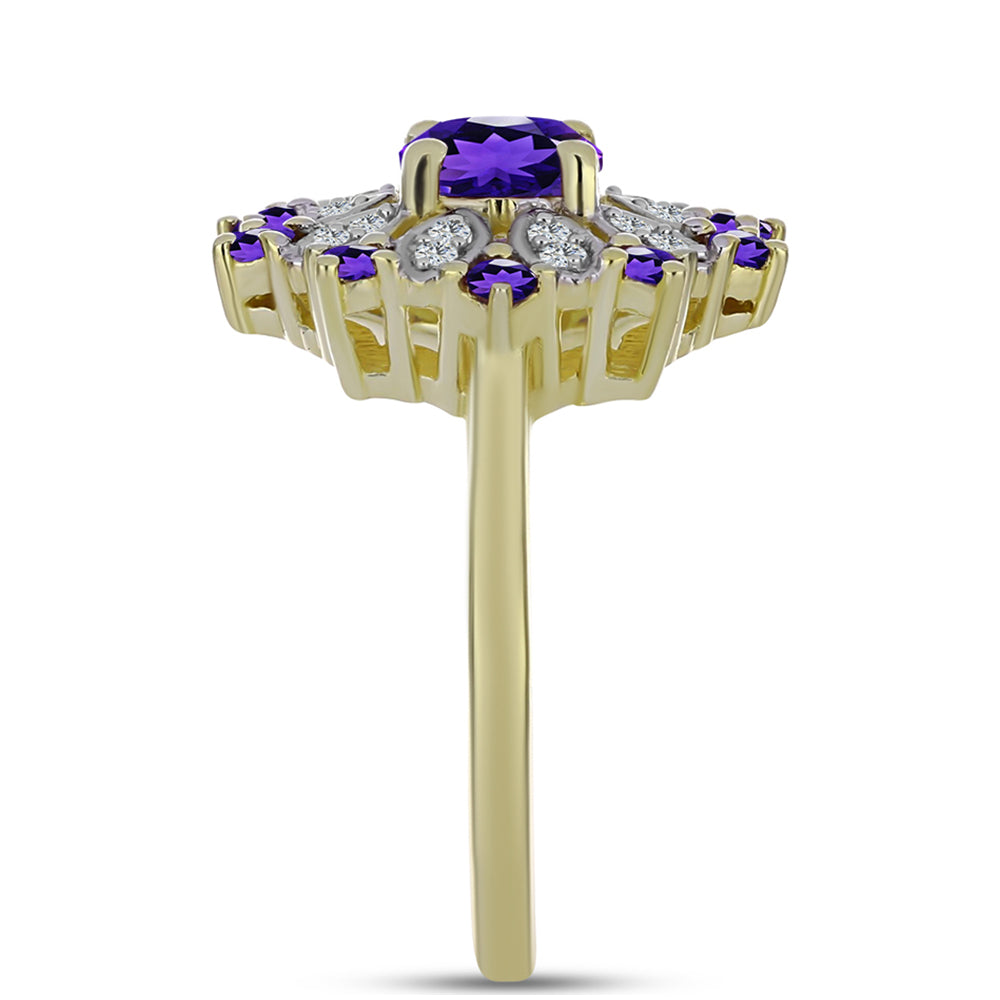 Goldplattierter Silberring mit marokkanischem Amethyst und weißem Topas 4 
