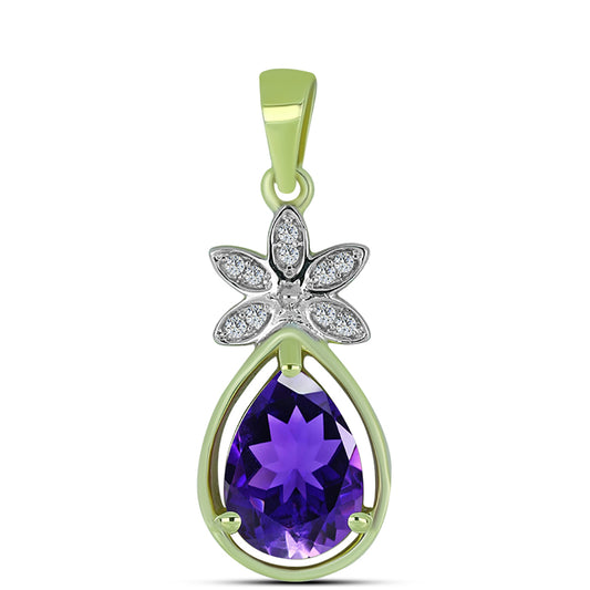 Goldplattierter Silberanhänger mit marokkanischem Amethyst und weißem Topas