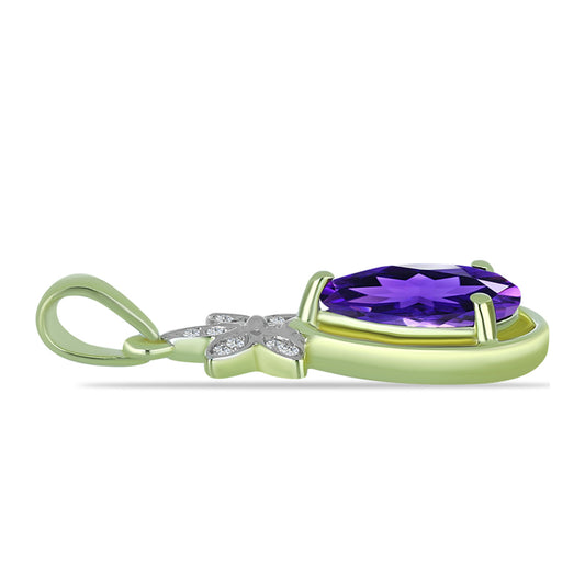 Goldplattierter Silberanhänger mit marokkanischem Amethyst und weißem Topas