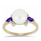 Goldplattierter Silberring mit marokkanischem Amethyst und weißer Süßwasserperle