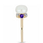 Goldplattierter Silberring mit marokkanischem Amethyst und weißer Süßwasserperle